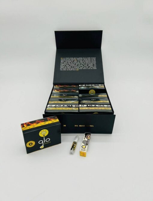 Experience the true essence of premium cannabis vaping with the Glo Black Box 1-Gram Screw-On Carts. Crafted for flavor enthusiasts and THC connoisseurs alike, Glo Carts offer an unbeatable blend of potency, purity, and smooth draw performance. Each 1-gram vape cartridge delivers a consistent, flavorful, and clean hit that makes every session satisfying — from the first puff to the last.